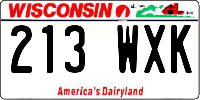 WI license plate 213WXK
