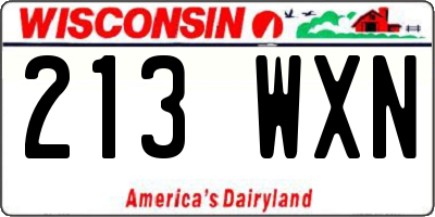WI license plate 213WXN