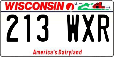 WI license plate 213WXR