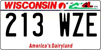 WI license plate 213WZE