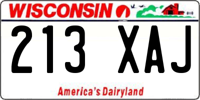 WI license plate 213XAJ