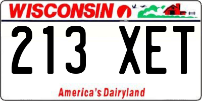 WI license plate 213XET