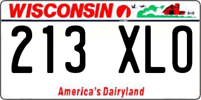 WI license plate 213XLO