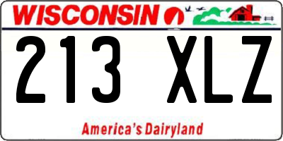 WI license plate 213XLZ