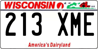 WI license plate 213XME
