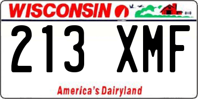 WI license plate 213XMF