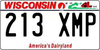 WI license plate 213XMP