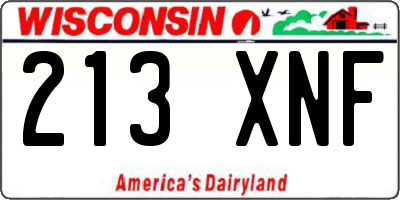 WI license plate 213XNF