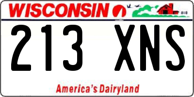 WI license plate 213XNS