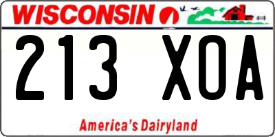 WI license plate 213XOA