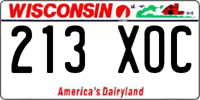 WI license plate 213XOC