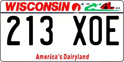WI license plate 213XOE