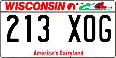 WI license plate 213XOG