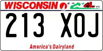 WI license plate 213XOJ