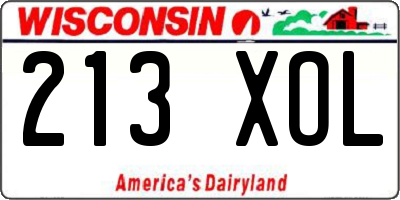 WI license plate 213XOL