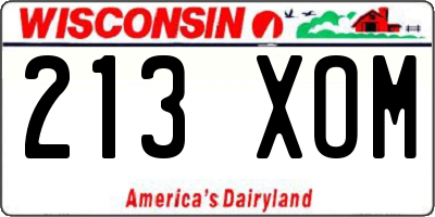 WI license plate 213XOM