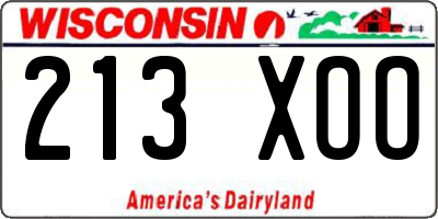 WI license plate 213XOO