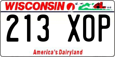 WI license plate 213XOP