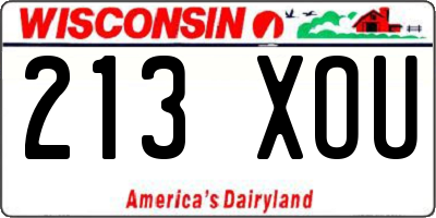 WI license plate 213XOU
