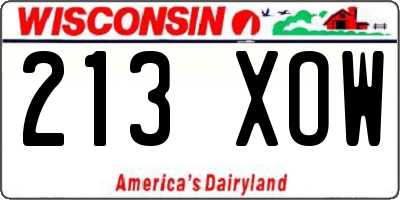 WI license plate 213XOW