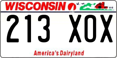 WI license plate 213XOX