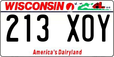 WI license plate 213XOY