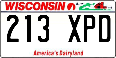 WI license plate 213XPD