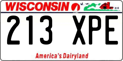 WI license plate 213XPE
