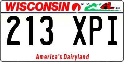 WI license plate 213XPI