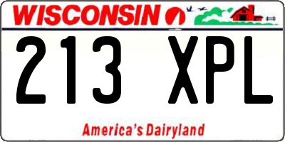 WI license plate 213XPL
