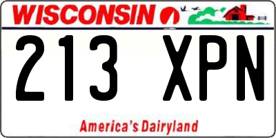 WI license plate 213XPN