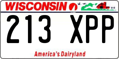 WI license plate 213XPP