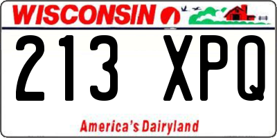 WI license plate 213XPQ