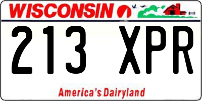 WI license plate 213XPR