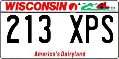 WI license plate 213XPS