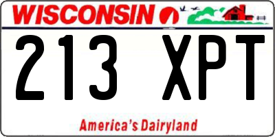 WI license plate 213XPT