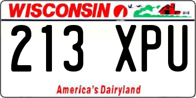 WI license plate 213XPU