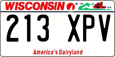 WI license plate 213XPV