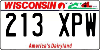 WI license plate 213XPW