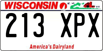 WI license plate 213XPX