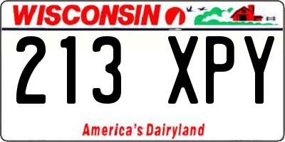 WI license plate 213XPY