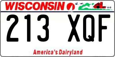 WI license plate 213XQF