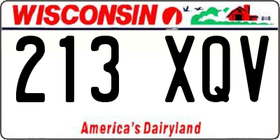 WI license plate 213XQV