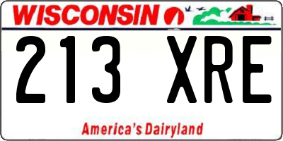 WI license plate 213XRE