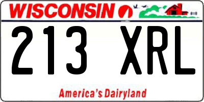WI license plate 213XRL