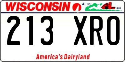 WI license plate 213XRO