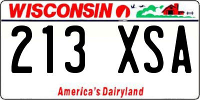 WI license plate 213XSA