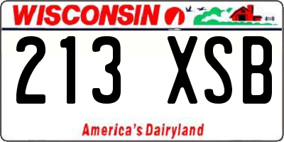 WI license plate 213XSB