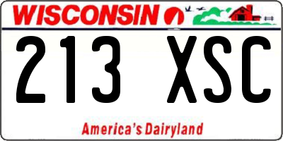 WI license plate 213XSC