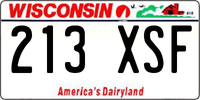 WI license plate 213XSF